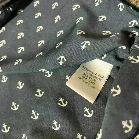 Cynthia Rowley M Anchor Print Blouse Button Shoulder Long Sleeve Top - Picture 9 of 10
